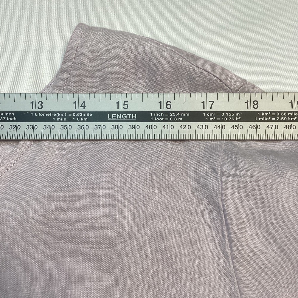 Sigrid Olsen Linen Button Down Shirt Women XL Purple Peplum Boho Coastal Minimal - Picture 5 of 7